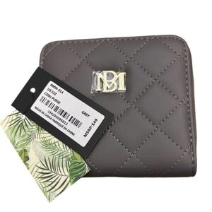 Badgley Mischka Quilted Gray Coin Purse Vegan Wallet